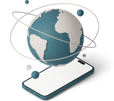 Ein Smartphone und eine Erdkugel.