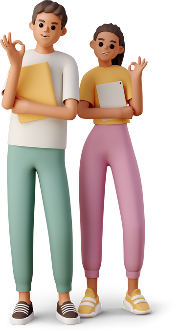 Zwei Schüler*innen zeigen das OK-Handzeichen.